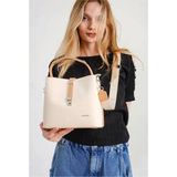Just Polo Kadın El ve Omuz Çantası Orta Boy 6011MH - Camel - Krem