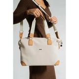 Just Polo Kadın El ve Omuz Top Çantası Büyük Valiz Boy MH6011MH - 33x40 - Krem - Taba