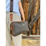 Just Polo Kadın Emprime Suni Deri Orta Boy Şık Omuz Çantası Shopper 232053PC - Tek Ebat - Kahverengi - Taba