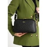 Just Polo Kadın Emprime Suni Deri Orta Boy Şık Omuz Çantası Shopper 232053PC - Tek Ebat - Siyah
