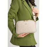 Just Polo Kadın Emprime Suni Deri Orta Boy Şık Omuz Çantası Shopper 232053PC - Tek Ebat - Taş