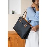 Just Polo Kadın Gofraj Baskılı Büyük Boy El Çantası 4028 - Siyah - Camel