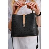 Just Polo Kadın Gofraj Baskılı Kilit Detaylı Vegan Omuz ve El Çantası 440113MH - Siyah - Camel
