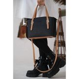 Just Polo Kadın Gofraj Baskılı Orijinal El ve Omuz Çantası Ayarlanabilir Askısıyla 2120MH - Siyah - Camel