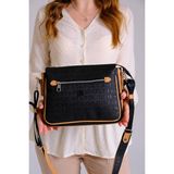 Just Polo Kadın Gofraj Baskılı Vegan Çapraz Omuz Çantası JP-4013-00 Siyah Taba Camel - Siyah - Taba - Camel