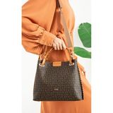 Just Polo Kadın Gofraj Monogram Desenli Mıknatıslı Çıtçıt Kapama El ve Omuz Çantası MH4031MH - Tek Ebat