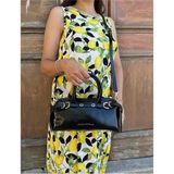 Just Polo Kadın Gold Detaylı Silindir Tasarım El ve Omuz Çantası Shoulder Bag Ebat : 27 x 13 cm - Rugan Siyah
