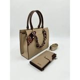Just Polo Kadın Gold Zincirli Şal Detaylı Şık El & Omuz Çantası ve Cüzdanı Kombin Shopper Ebat: 20 x 25 cm - Tek Ebat
