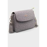 Just Polo Kadın Gri Baskı Desenli Kolon Askılı 3 Bölmeli Omuz Çantası 2184MH - 18x23