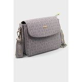 Just Polo Kadın Gri Baskı Desenli Kolon Askılı 3 Bölmeli Omuz Çantası 25X15CM - 25 x 15 cm