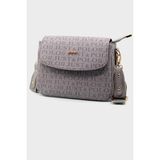 Just Polo Kadın Gri Baskı Desenli Kolon Askılı 3 Bölmeli Omuz Çantası 25X15CM - Tek Ebat