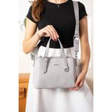 Just Polo Kadın Gri Monogram El ve Omuz Çantası Yeni Sezon 2201MH - Tek Ebat