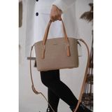 Just Polo Kadın Günlük Kullanıma Uygun Ayarlanabilir Askılı Lüks El ve Omuz Çantası Shopper - Tek Ebat - Vizon