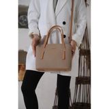 Just Polo Kadın Günlük Kullanıma Uygun Ayarlanabilir Askılı Lüks El ve Omuz Çantası Shopper - Vizon
