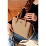 Just Polo Kadın Günlük Kullanıma Uygun Ayarlanabilir Askılı Lüks El ve Omuz Çantası Shoulder Bag Shopper - Tek Ebat - Kum - Taba