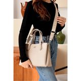 Just Polo Kadın Günlük Kullanıma Uygun Ayarlanabilir Askılı Lüks El ve Omuz Çantası Shoulder Bag Shopper - Tek Ebat - Taş