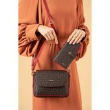 Just Polo Kadın Iki Askılı 3 Bölmeli Omuz ve Çapraz Çantası Kombin 02185-MH - Kahverengi - Kırmızı