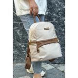 Just Polo Kadın Ithal Saten Kumaş Şık Okul ve Sırt Çantası Shopper - Tek Ebat - Krem