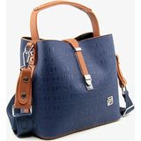 Just Polo Kadın Kabartma Baskılı Lüks El ve Omuz Çantası Shopper - Tek Ebat - Lacivert