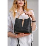 Just Polo Kadın Kabartma Baskılı Lüks El ve Omuz Çantası Shopper - Tek Ebat - Siyah Taba