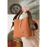 Just Polo Kadın Kabartma Baskılı Lüks El ve Omuz Çantası Shopper - Tek Ebat - Taba