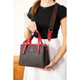 Just Polo Kadın Kabartma Desenli Lüks Omuz Çantası Shoulder Bag - Tek Ebat - Kırmızı