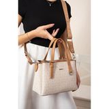 Just Polo Kadın Kabartma Desenli Lüks Omuz Çantası Shoulder Bag - Tek Ebat - Krem - Taba