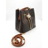 Just Polo Kadın Kahve Camel Monogram Desenli Mıknatıslı Çıtçıt Kapama El ve Omuz Çantası MH4031MH - Kahverengi - Camel