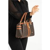 Just Polo Kadın Kahve Taba Monogram El ve Omuz Çantası Yeni Sezon 2201MH - Kahverengi