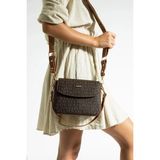 Just Polo Kadın Kahverengi Taba Baskı Desenli Kolon Askılı 3 Bölmeli Omuz Çantası 25X15CM - 25 x 15 cm - Kahverengi - Taba