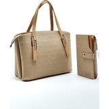 Just Polo Kadın Kum 5 Bölmeli El ve Omuz Çantası ve Cüzdan Kombini - 28x24 - Kahve - Vizon