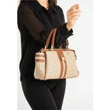 Just Polo Kadın Kum Taba Monogram El ve Omuz Çantası Yeni Sezon 2201MH - Kum - Taba