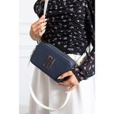 Just Polo Kadın Lacivert Beyaz Çapraz Askılı 2 Bölmeli Kutu Mini Omuz ve El Çantası PBU5024 - Tek Ebat - Lacivert - Beyaz