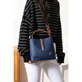Just Polo Kadın Lacivert Taba 3 Gözlü Su Geçirmez Çapraz ve Omuz Çantası 22 x 20 cm - Tek Ebat - Lacivert - Taba