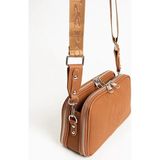 Just Polo Kadın Lakost Ayarlanabilir Askılı Çapraz Omuz Çantası Shoulder Bag - Tek Ebat - Taba