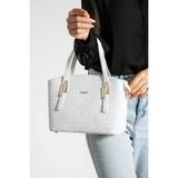 Just Polo Kadın Monogram Baskılı El ve Omuz Çantası 232066MH - Beyaz