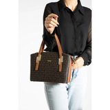 Just Polo Kadın Monogram Baskılı El ve Omuz Çantası 232066MH - Kahverengi - Taba