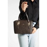 Just Polo Kadın Monogram Baskılı El ve Omuz Çantası 232066MH - Kahverengi