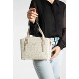 Just Polo Kadın Monogram Baskılı El ve Omuz Çantası 232066MH - Krem