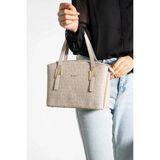 Just Polo Kadın Monogram Baskılı El ve Omuz Çantası 232066MH - Taş