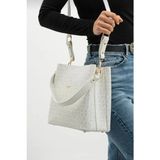 Just Polo Kadın Monogram Baskılı El ve Omuz Çantası Ebat 25 x 25 - Beyaz