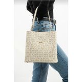 Just Polo Kadın Monogram Baskılı El ve Omuz Çantası Ebat 25 x 25 - Tek Ebat - Krem