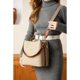 Just Polo Kadın Monogram Baskılı El ve Omuz Çantası Ebat 25 x 25 - Tek Ebat - Vizon Taba
