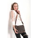 Just Polo Kadın Monogram Baskılı Just & Polo 5 Bölmeli Omuz Çantası - Tek Ebat - Kahverengi
