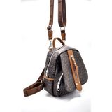 Just Polo Kadın Monogram Baskılı Kahve Taba Sırt ve Omuz Çantası Günlük Kullanım İçin Üst Kalite - Kahve - Taba