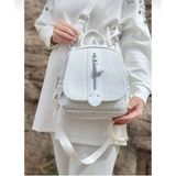 Just Polo Kadın Monogram Baskılı Sırt ve Omuz Çantası Günlük Kullanım Için Justpolo TYCTJK2177 - Beyaz