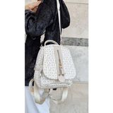 Just Polo Kadın Monogram Baskılı Sırt ve Omuz Çantası Günlük Kullanım Için - Krem