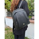 Just Polo Kadın Okul Sırt Çantası Siyah - Camel 6011MH Dayanıklı Dokuma Kumaş ve Şık Tasarım - Tek Ebat