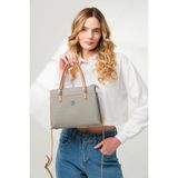Just Polo Kadın Orijinal Ayarlanabilir Askılı Şık El & Omuz Çantası Shoulder Bag Ebat : 25 x 22 cm - Gri - Camel