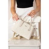 Just Polo Kadın Orijinal Ayarlanabilir Askılı Şık El ve Omuz Çantası Shopper Ebat : 18 x 25 cm - Tek Ebat - Krem